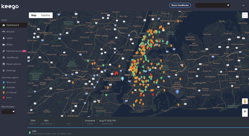 Keego Telematics Vehicle Tracking Map